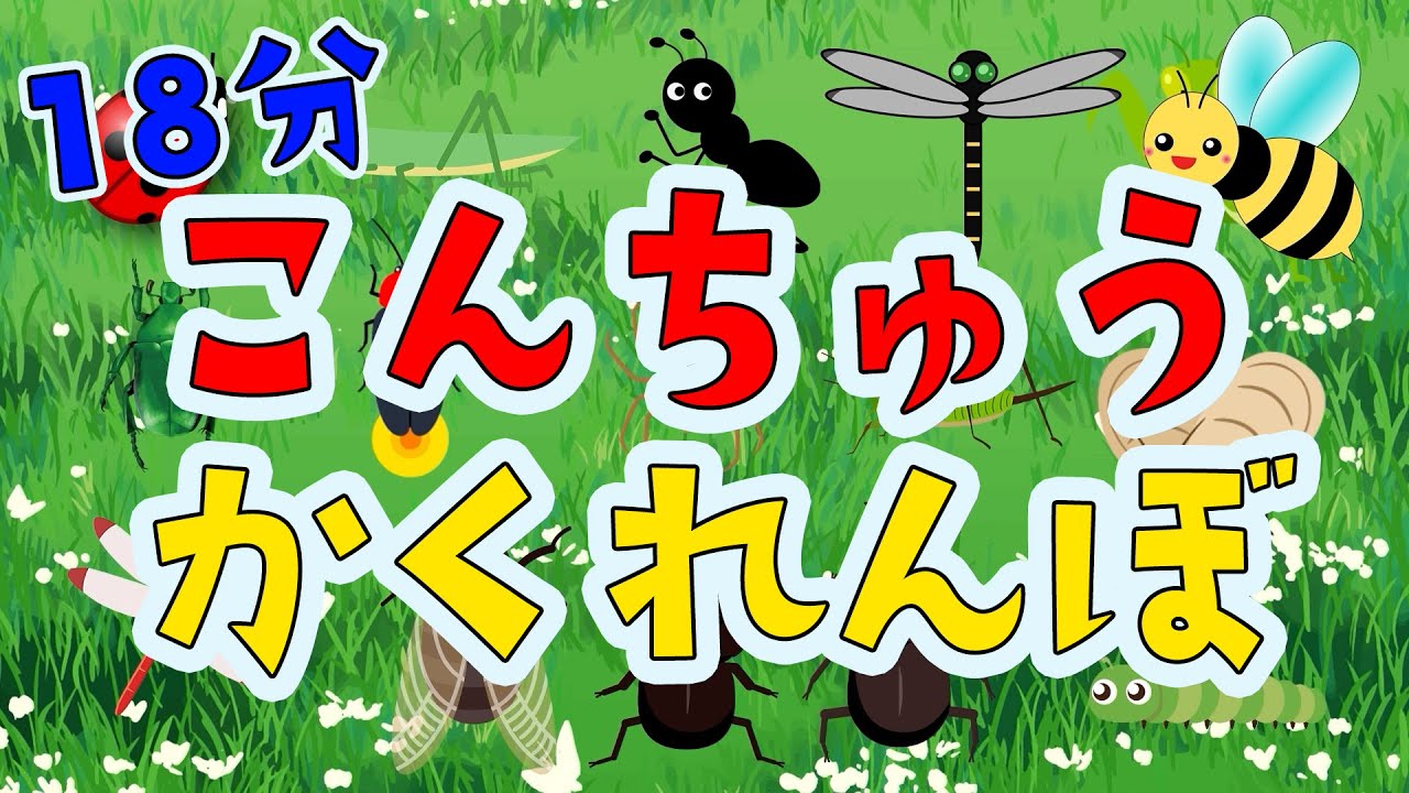 【こんちゅうかくれんぼ】カマキリなどの昆虫（こんちゅう）とかくれんぼ。子供向けアニメ