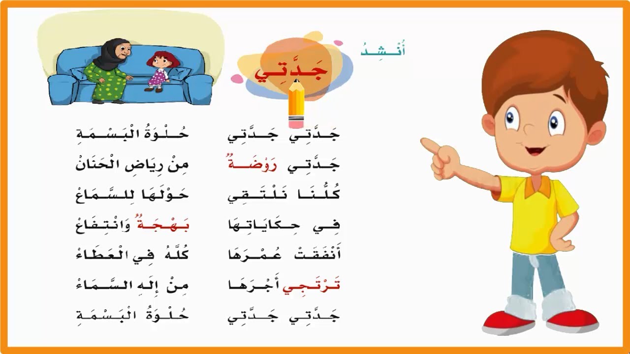 جدتي جدتي | نشيد جدتي مكرر للصف الثاني الابتدائي|  انشودة جدتي لغتي صف ثاني اناشيد المناهج السعودية