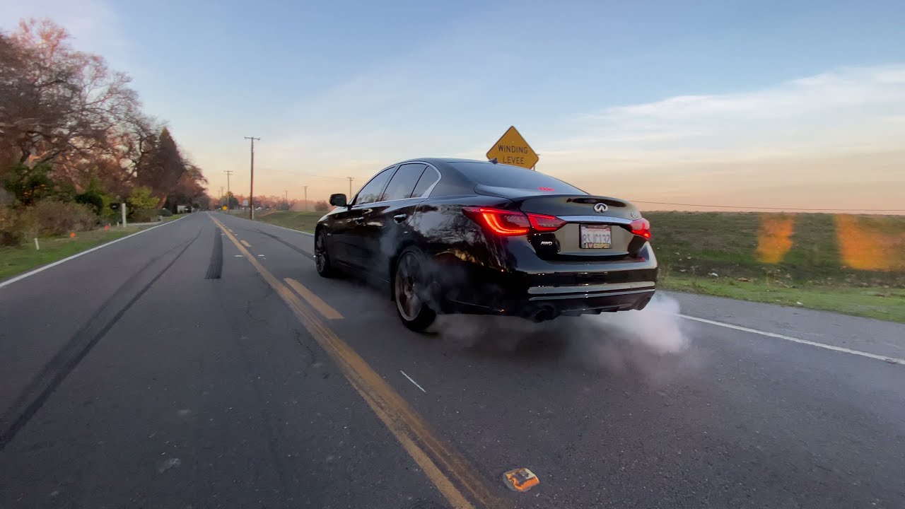 Q50 Red Sport Burnout