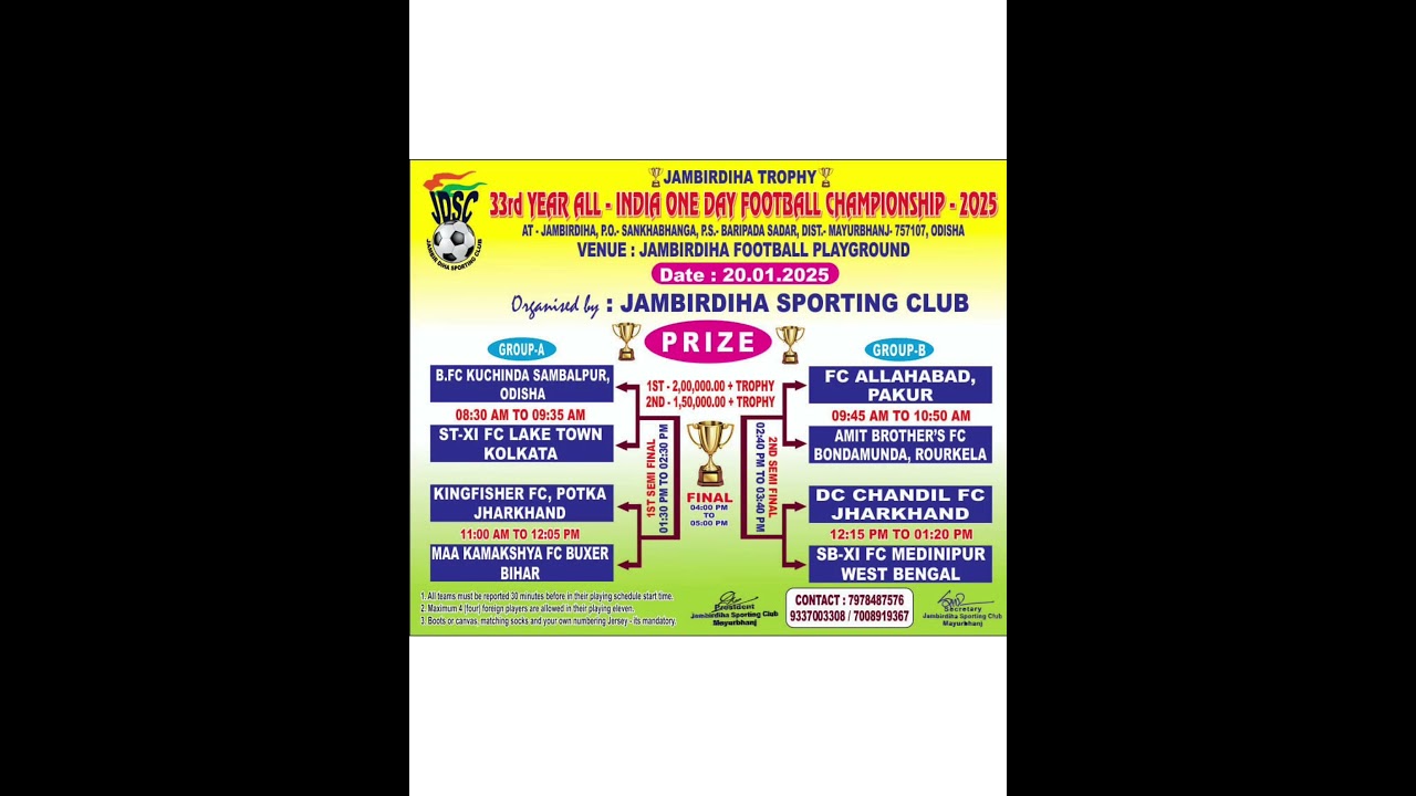 JAMBIRDIHA (BARIPADA) ODISHA BIGGEST TOURNAMENT FIXURE 2025. #highlitefootballturnament