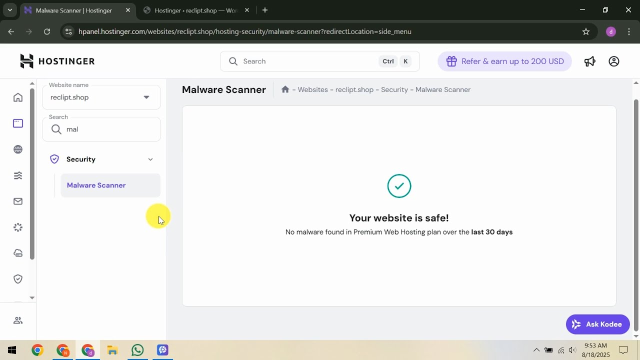 Come scansionare WordPress alla ricerca di malware in Hostinger