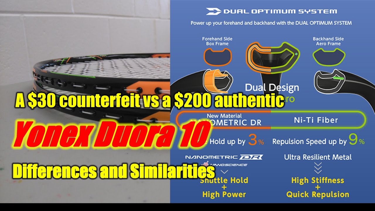 Yonex Duora 10 Counterfeit vs Authentic Badminton racket comparison