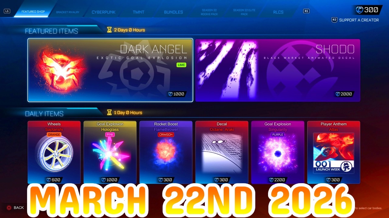 Rocket League ITEM SHOP Daily #483 (22nd March 2026)
