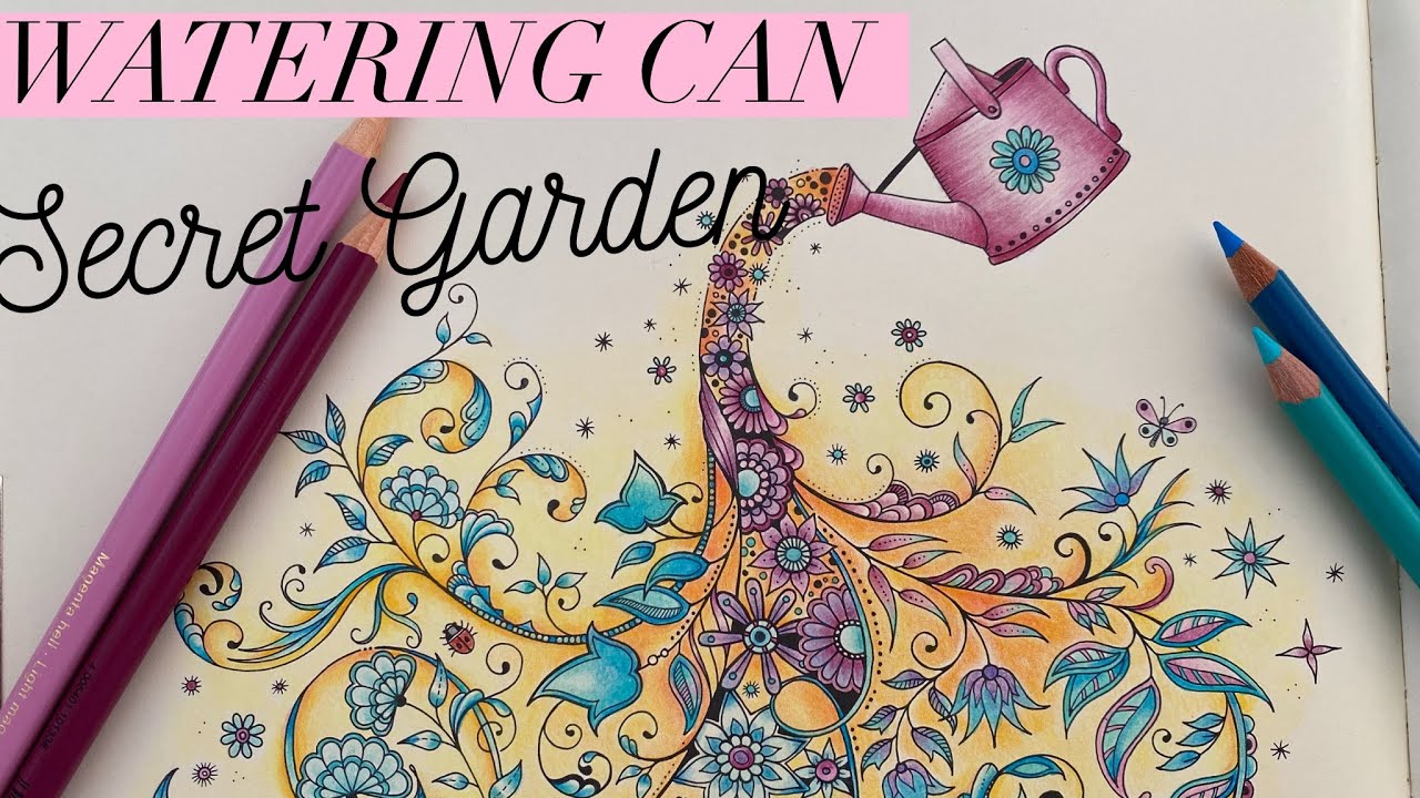 Watering Can and Flowers | SECRET GARDEN Johanna Basford | Colouring | Polychromos