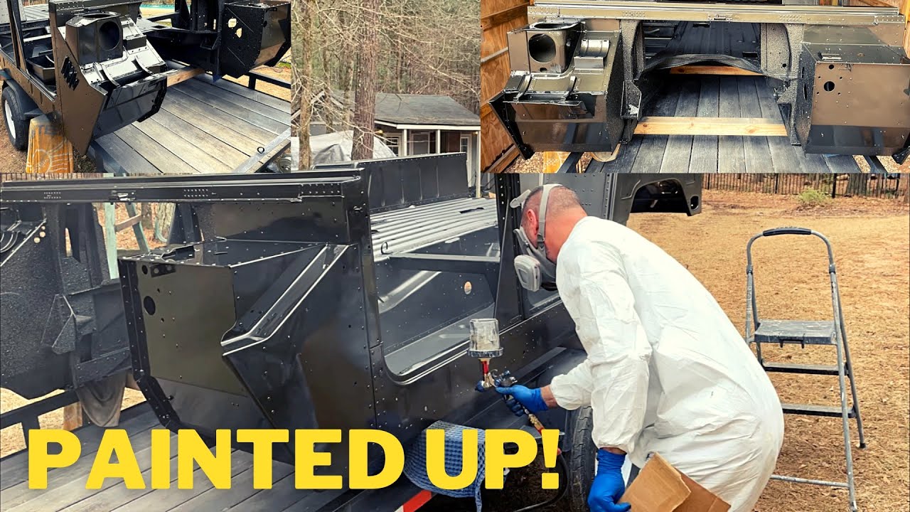 Automotive Painting a Humvee in my Yard Outside.