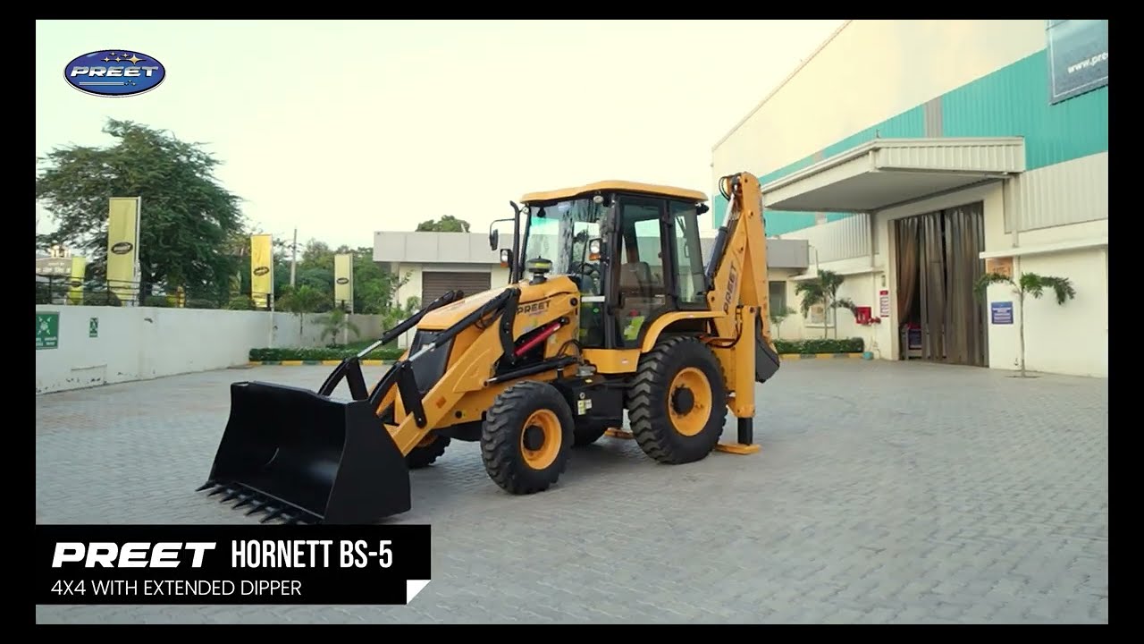 PREET Backhoe Loader 4WD with Extended Dipper | Heavy-Duty Performance & Versatility