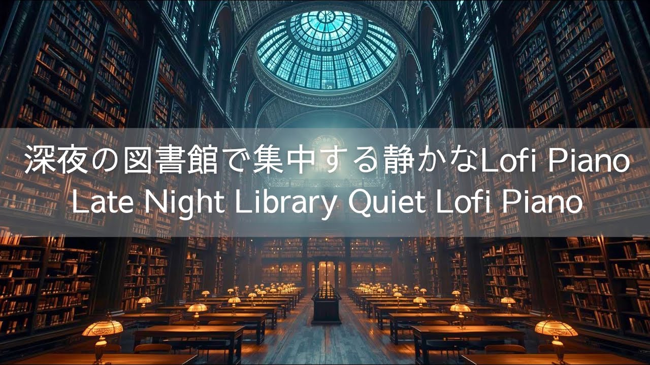 【作業用BGM/60分】深夜の図書館で集中するための静かなLofi Piano  Late Night Library –  Lofi Piano for Deep Focus & Study