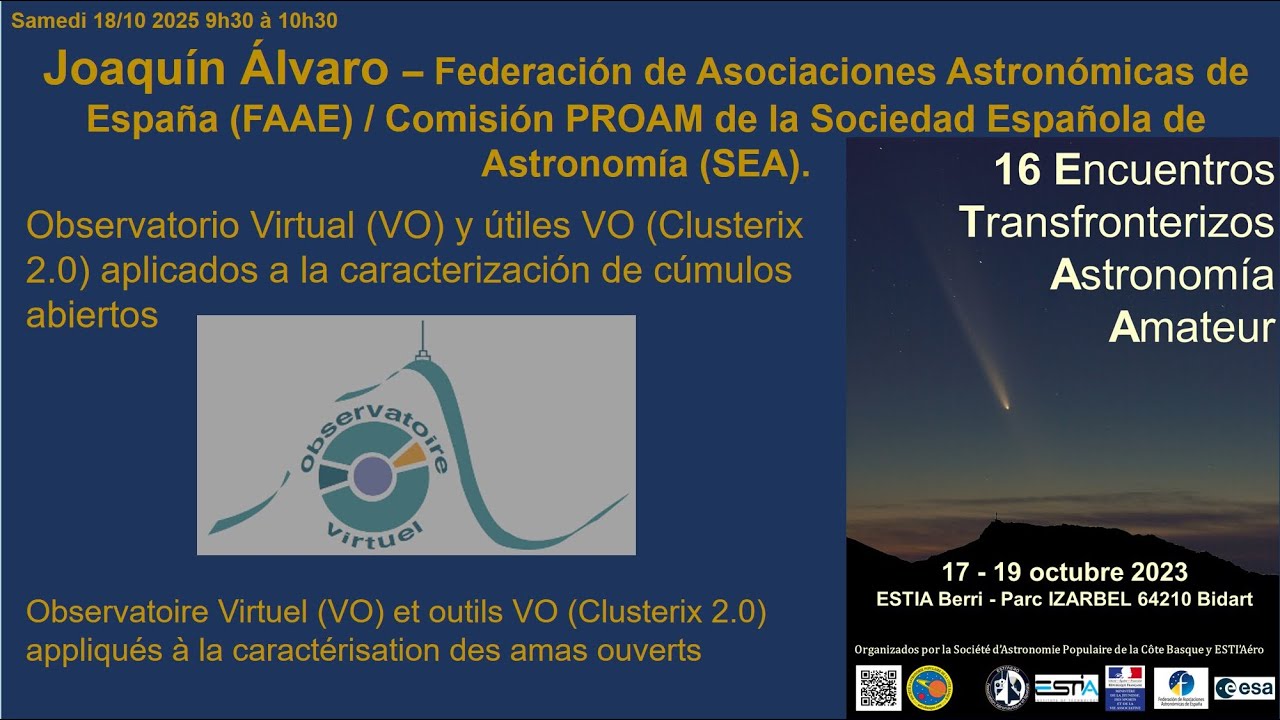 Conf E de Joaquim Álvaro Observatorio Virtual y útiles aplicados a la caracterización de cúmulos ...