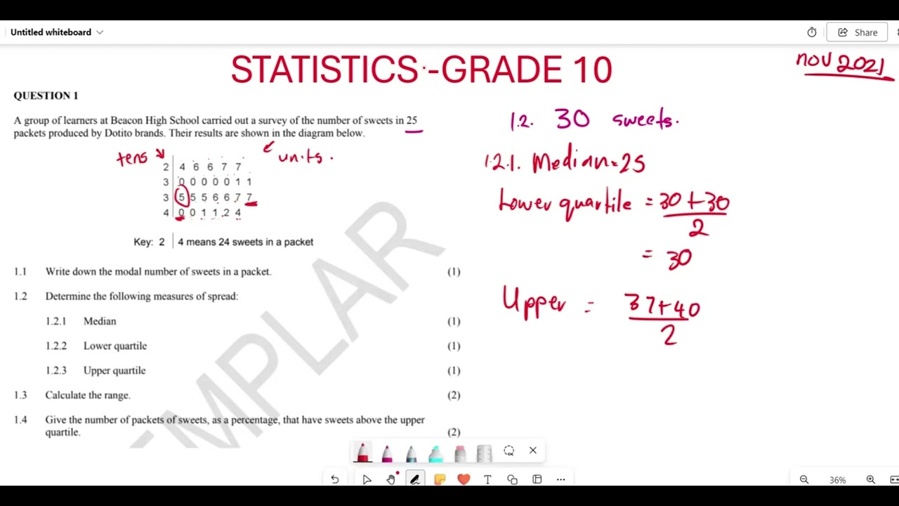 STATISTICS GRADE 10| PAST EXAM QUESTION| NOV 2021 STEM AND LEAF DIAGRAM