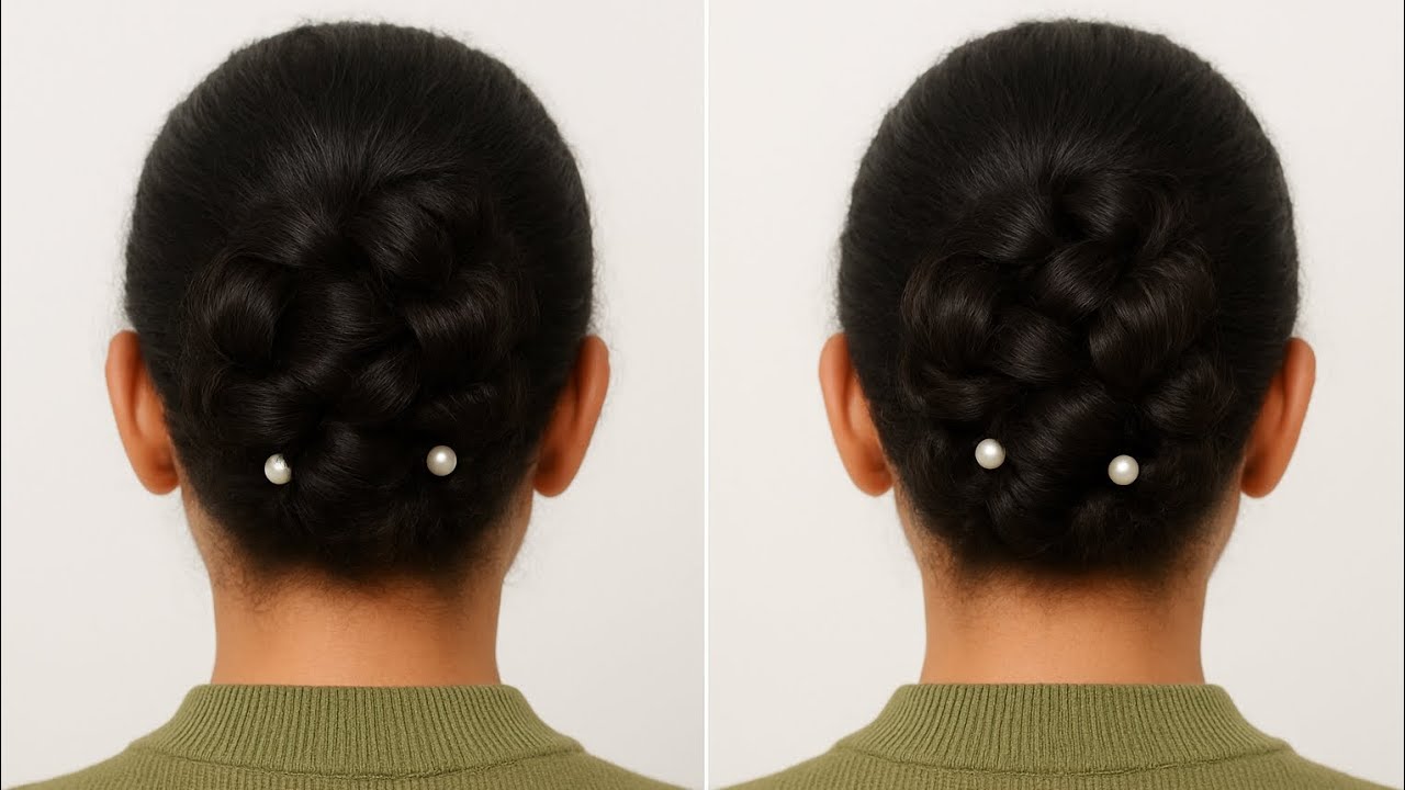 Elegant Pearl Bun Hairstyle | Timeless Pearl Elegance for long hair 