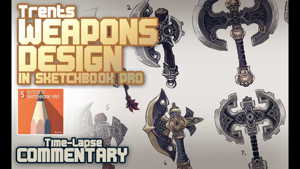 Weapon Design (concept art) with Sketchbook Pro Symmetry tool tutorial