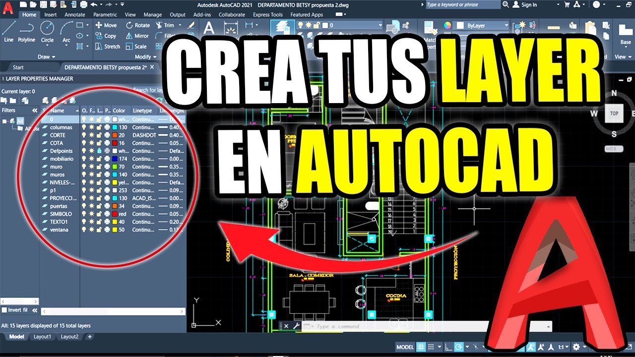Como crear LAYERS o Capaz en AUTOCAD 2022 ,RAPIDO!!🚀 / WARD ARQUITECT