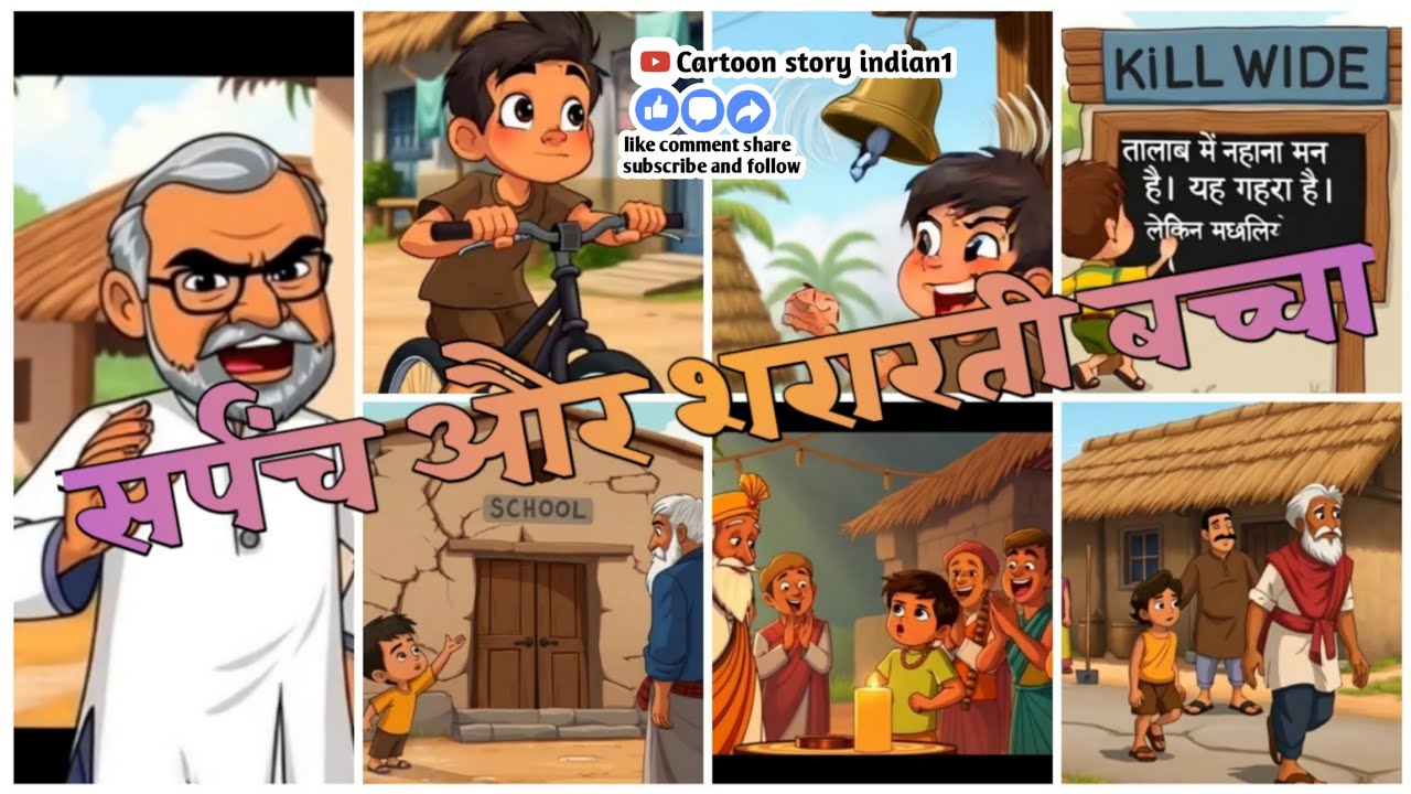 Cartoon | Cartoon Hindi video | सर्पंच और शरारती बच्चा stroy | Hindi stroy cartoon video