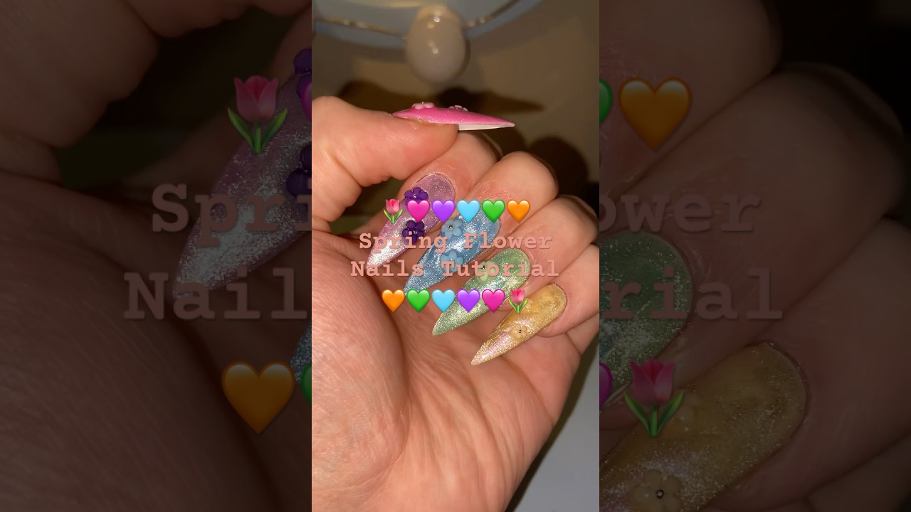 🌷🩷💜🩵💚🧡#springnails #spring #flowers #cateyenails #nails #nailart #naildesign #nailtutorial