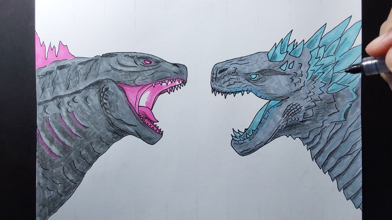 how to draw godzilla vs shimo from godzilla x kong new empire