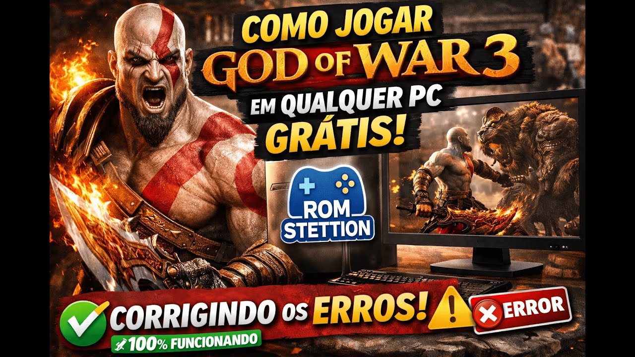 Como Jogar GOD OF WAR 3 em QUALQUER PC | Corrigindo Todos os Erros (ROM Stettion)