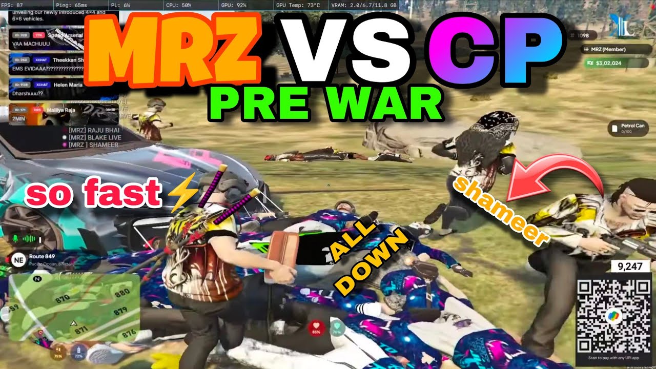 MRZ VS CP PRE WAR|streak on flow📈|ijjadhi kali🔥|must watch|#mrz#mrzgang #rp 