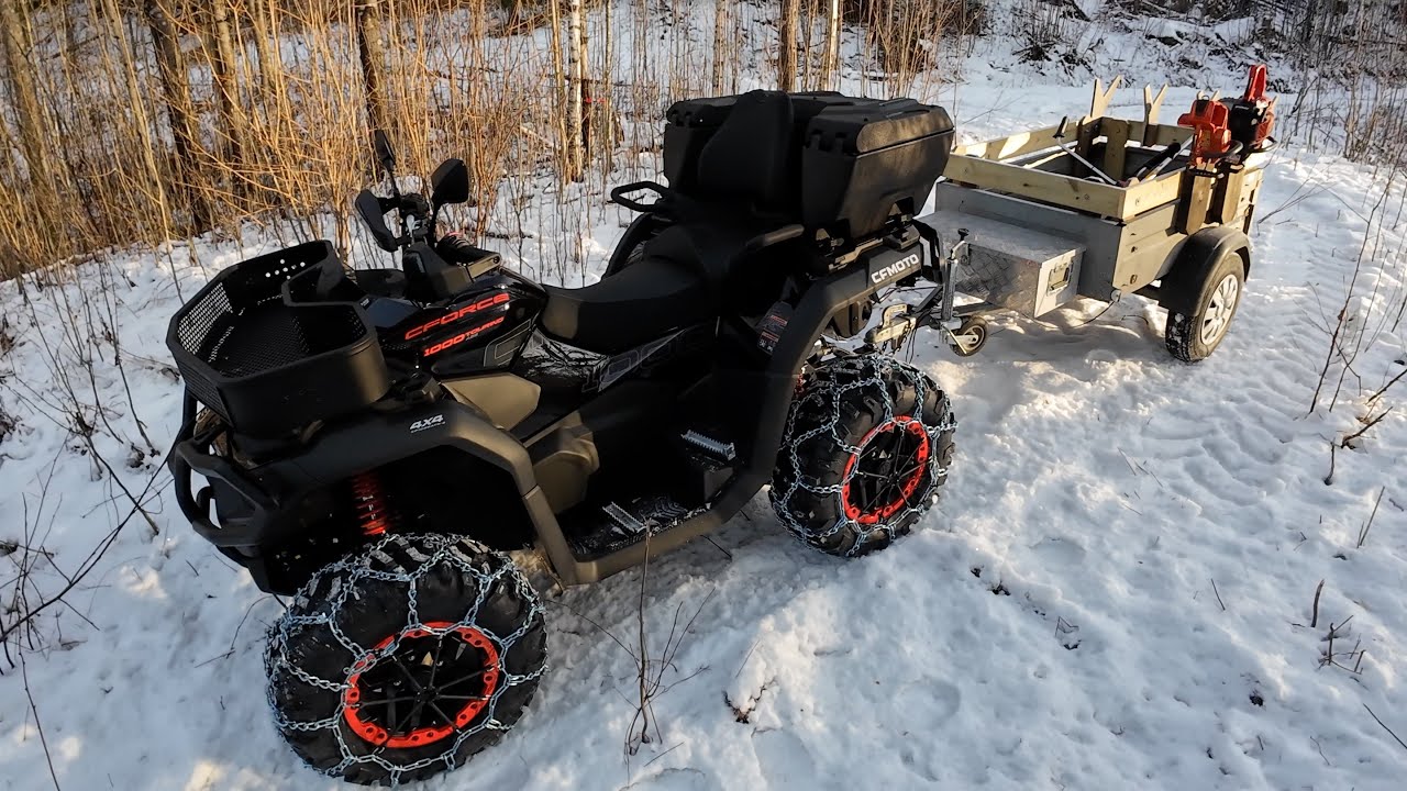 CFMOTO CFORCE 1000 HO ABS Icy road, Chains on all wheels, Chopping wood