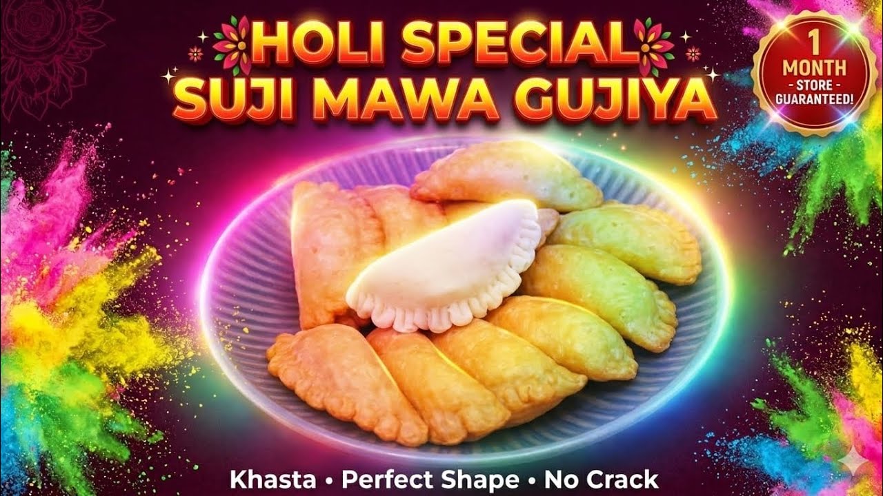 बिना साँचा ! घर पर बनाए, ढेर सारी Gujiya - न फटेगी, न टूटेगी,1 महीने चलेगी | Suji Mawa Gujiya Recipe