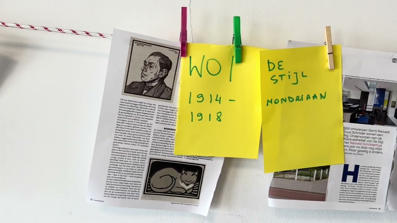 Tijdlijn bij de les kunstbeschouwing. Kunstacademie Friesland 