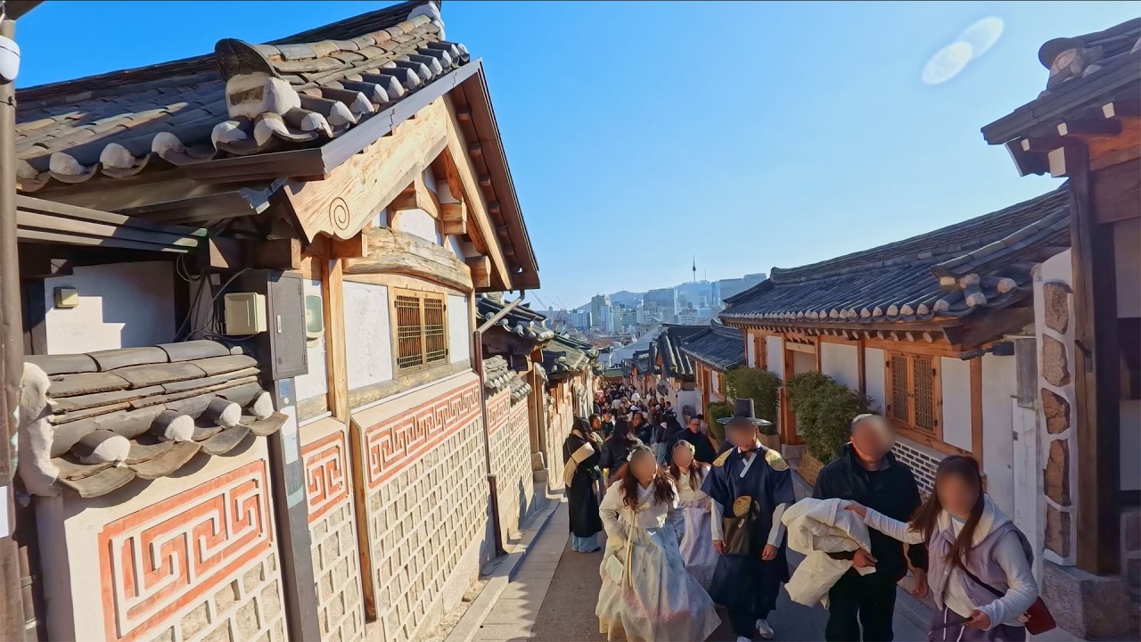 Crowds flock to Bukchon Hanok Village to snap photos over the Lunar New Year break