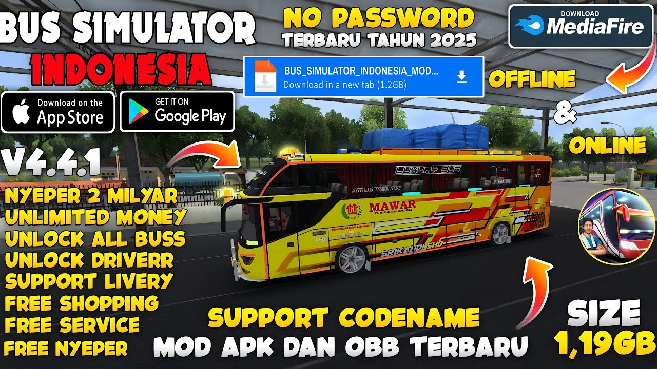 🔥 Bus Simulator Indonesia MOD APK v4.41 (2025) | Unlimited Money 💰 All Buses Unlocked | No Password