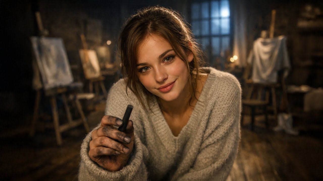Dangerously Soft, Your Life Drawing Muse sneaks back after hours to lean over your… (ASMR F4M)