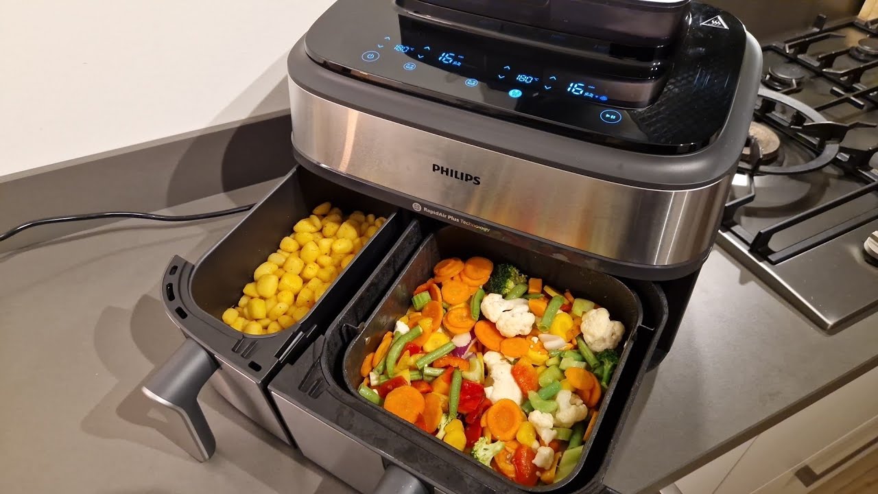 Airfryen en Stomen tegelijk met de Philips Dual Basket Airfryer NA555/00