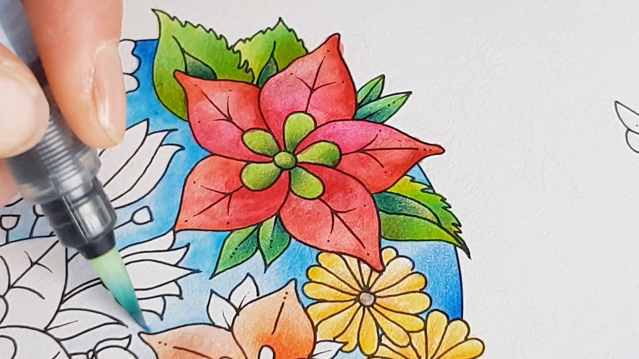 Adding water to Arteza Watercolour Pencils in World of Flowers