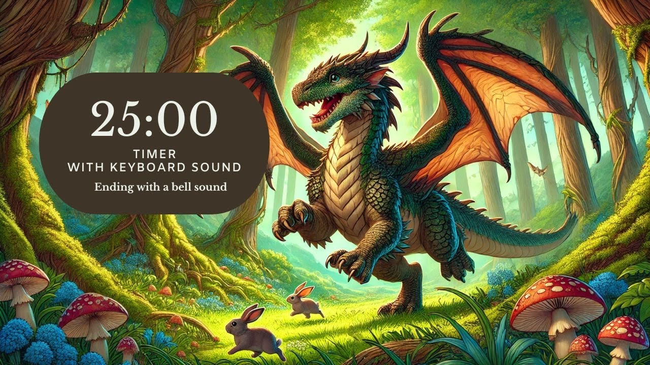 25- Minute Dragon Timer For Writing And Studying -  with Keyboard Sound
