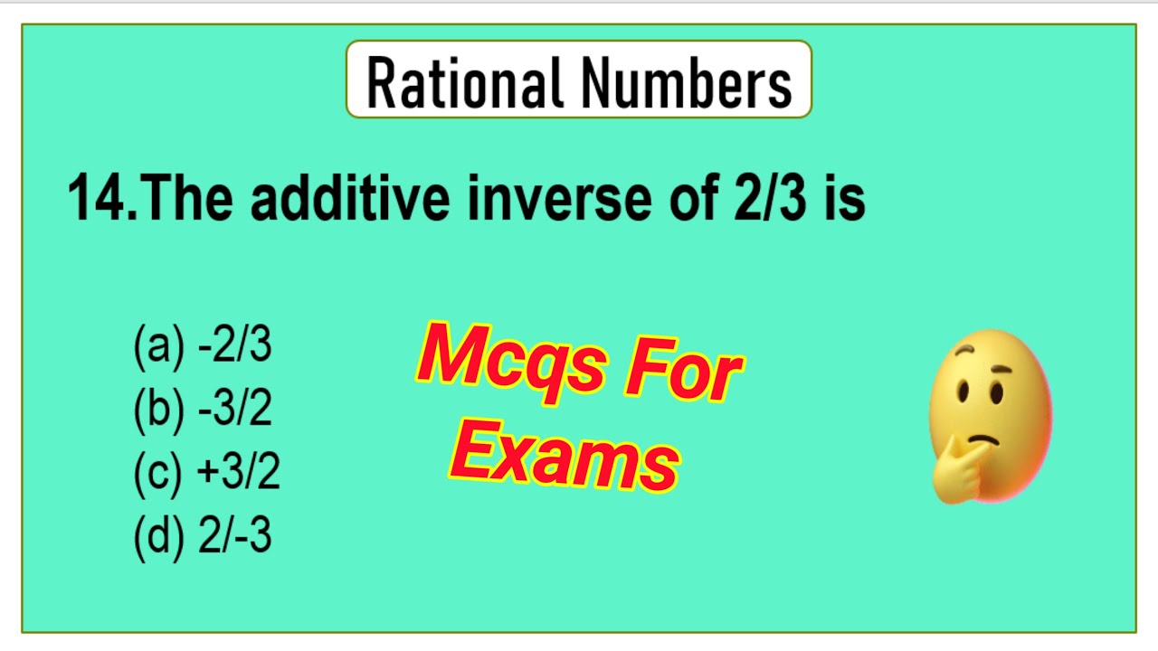 8th class Math's Chapter 1 Rational numbers MCQs | Math's chapter 1 Multiple Choice Questions 8