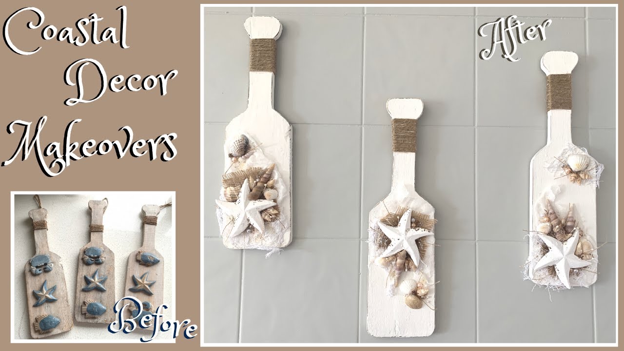 COASTAL BEACH DECOR | NEUTRAL RUSTIC MAKEOVERS | MIXED MEDIA PADDLE BOARDS