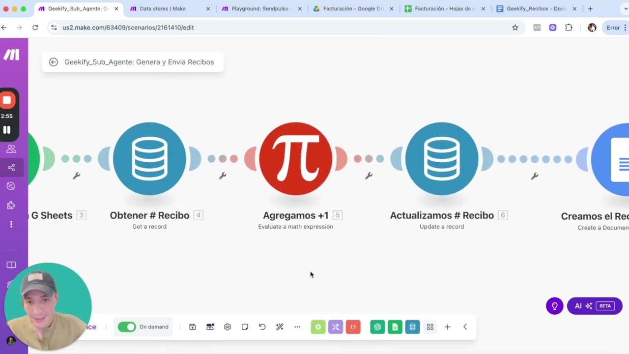 Genera y envía PDFs al instante con AI Agents de Make: Cotizaciones y Recibos por WhatsApp/Email