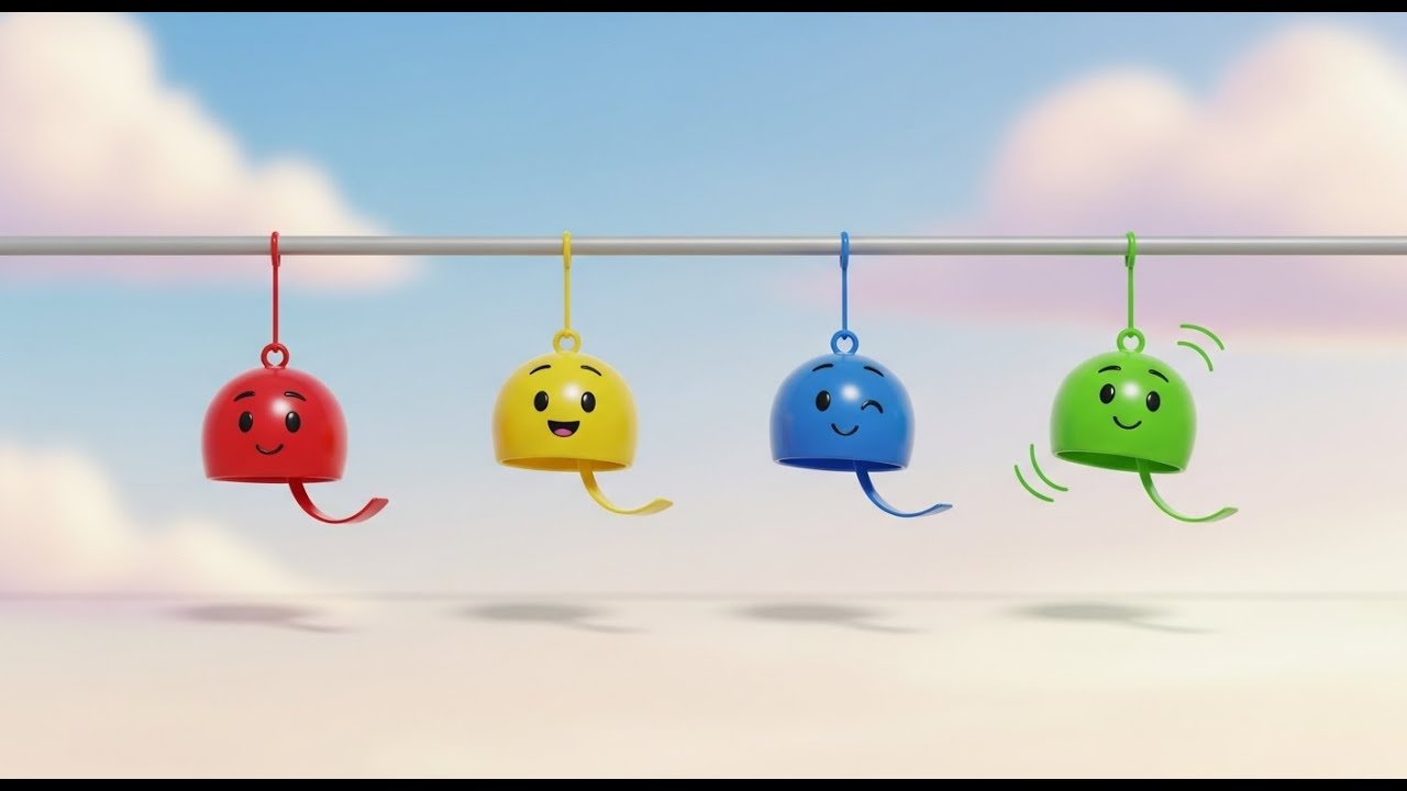Quatro Pequenos Sinos de Vento de Brinquedo | Sons Relaxantes e Música para Bebês