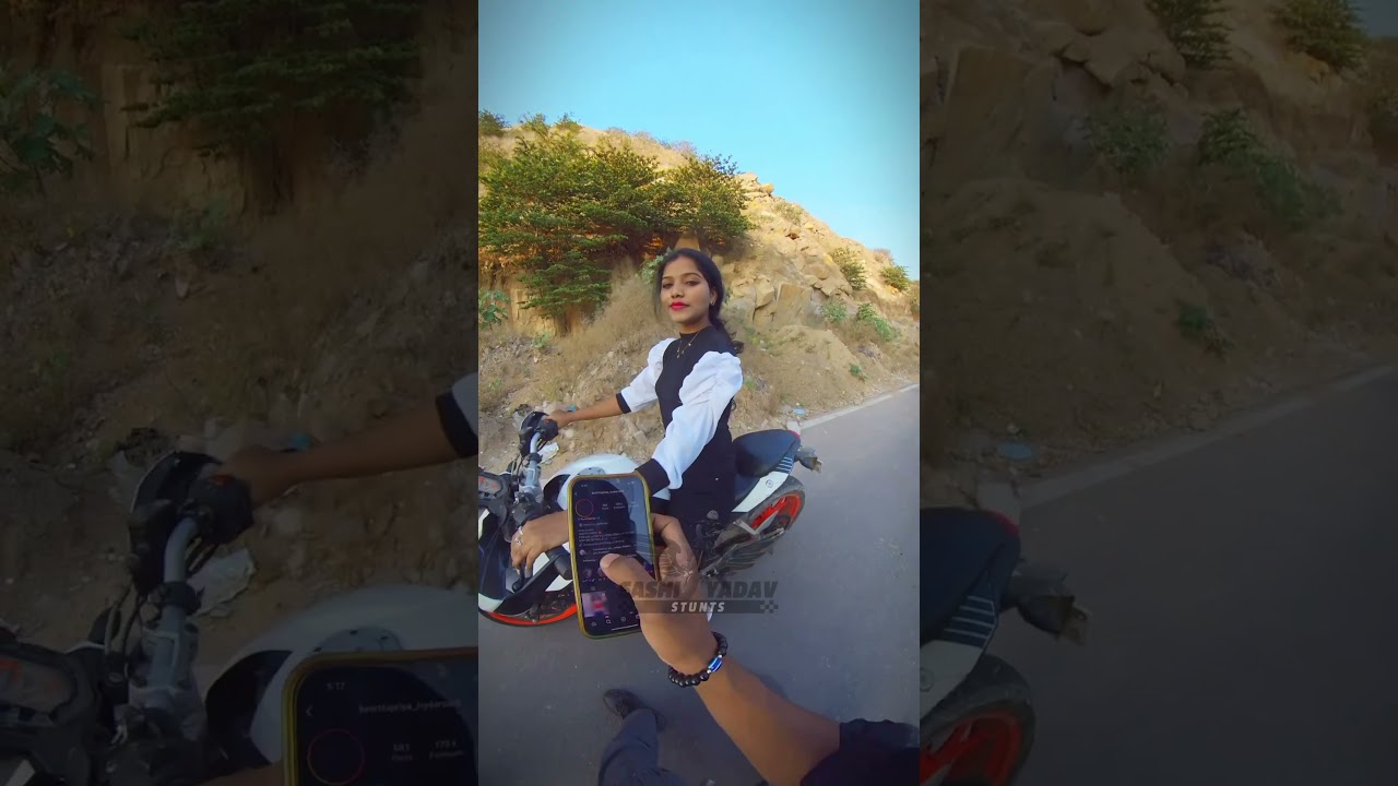 IMPRESSED HER WITH MY STUNT 😉 #sashiyadavstunts #telugubikes #hyderabad