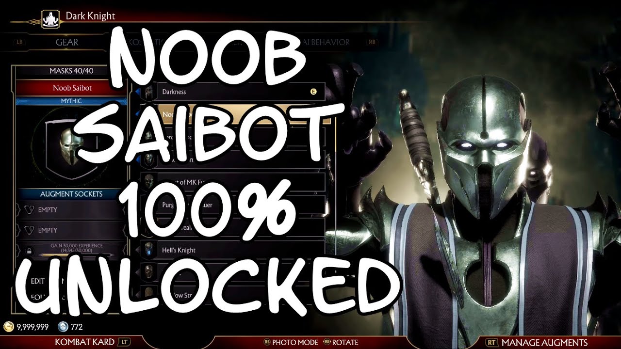 Noob Saibot Showcase - All Gear, Skins, Cinematics & Finishers Unlocked - Mortal Kombat 11