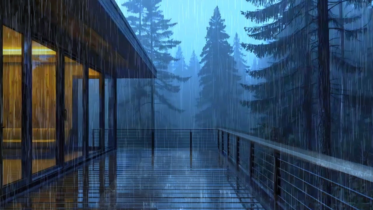 Cozy Rain on Modern Cabin Porch 🌧️ Deep Sleep & Relaxation (3 Hours)