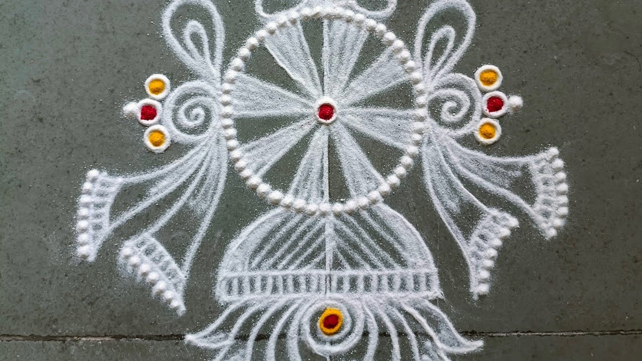 latest chakram muggulu design|easy chakra rangoli design|chakra kolam|vishnu chakra muggulu