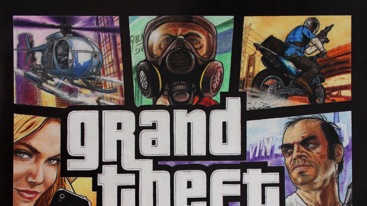 Grand Theft Auto V Box Art Drawing