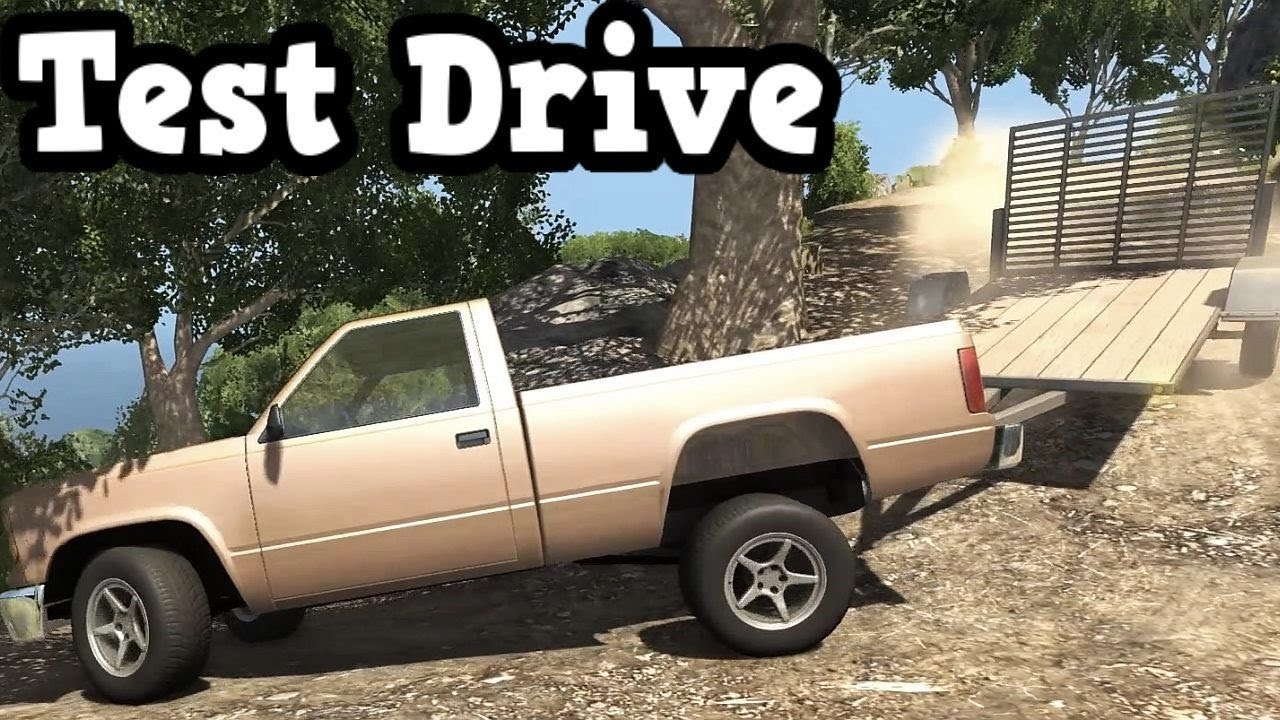 BeamNG Drive Update 0.4.1.0 - Pickup Truck + Small Flatbed Trailer Test Drive