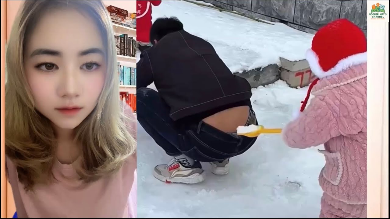 Funny moments on the snow during cold weather.
