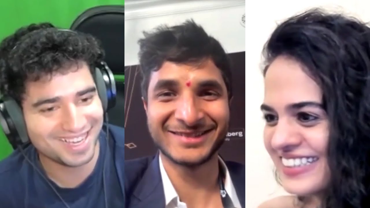 Vidit Meets Samay and Tania After His Amazing Win vs Firouzja