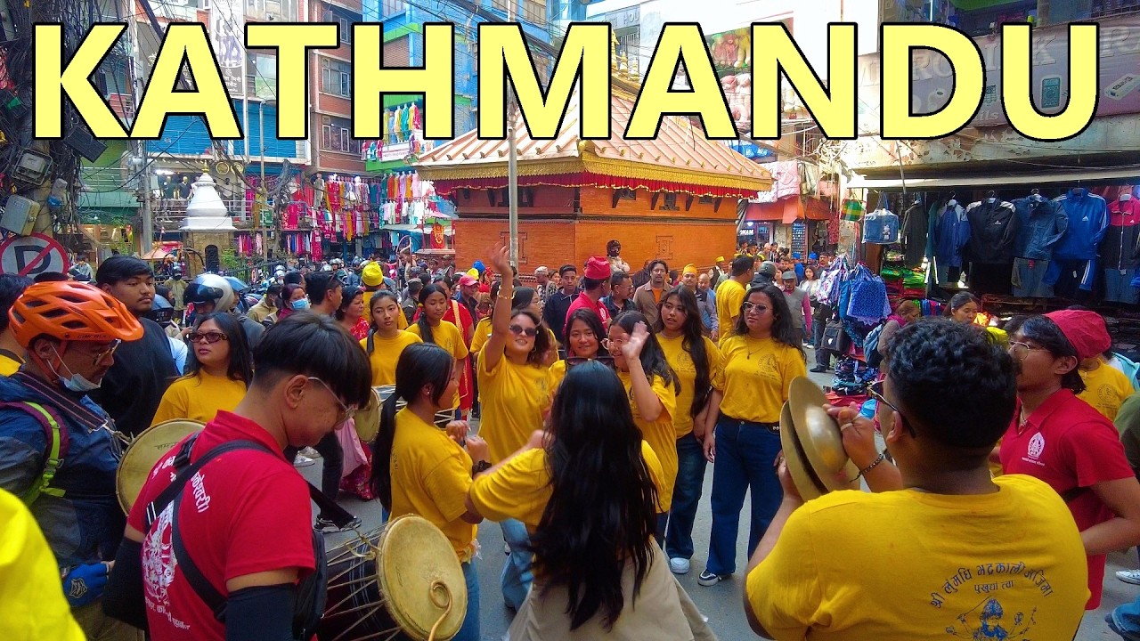 🇳🇵Kathmandu's Busy Shopping Streets Walk During Pahachare Jatra 2082 - 4K Festival Vibes Nepal