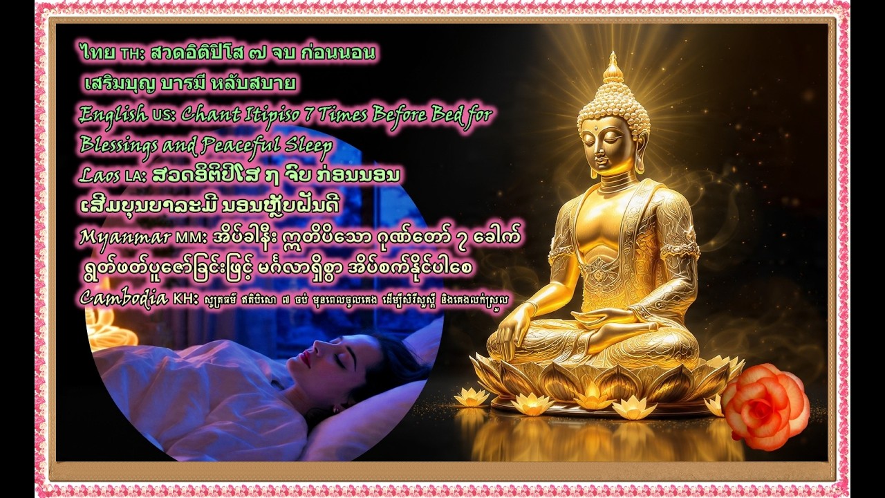 สวดอิติปิโส ๗จบ ก่อนนอน เสริมบุญ บารมี หลับสบาย #อิติปิโส #สวดมนต์ก่อนนอน #หลับสบาย #ฟังธรรมก่อนนอน