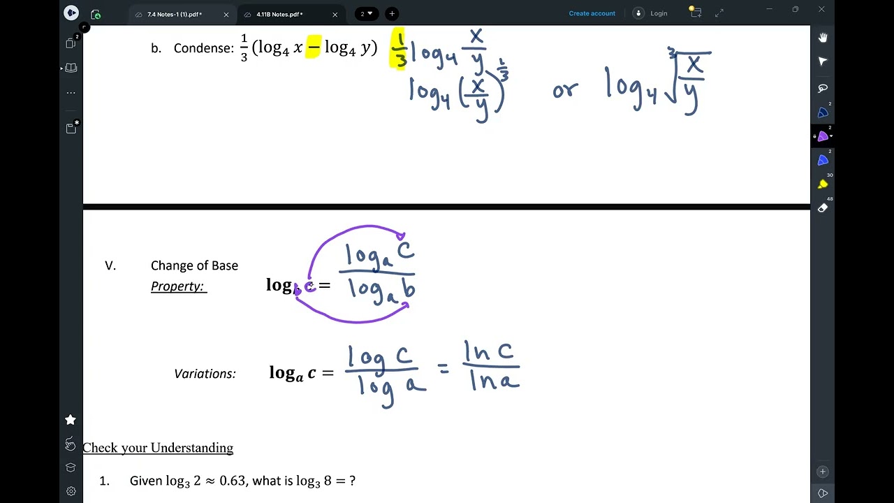 Algebra II Notes 4.11B Apply Properties of Logarithms