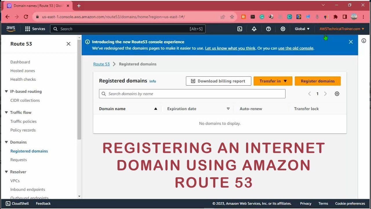 Amazon Route 53, registering an internet domain