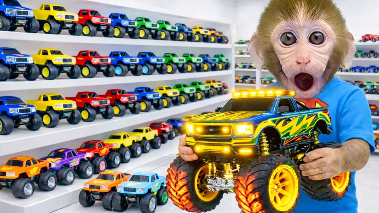 Aapje BonBon rijdt tractor en speelt met een puppy en een eendje - BonBon Verhalen