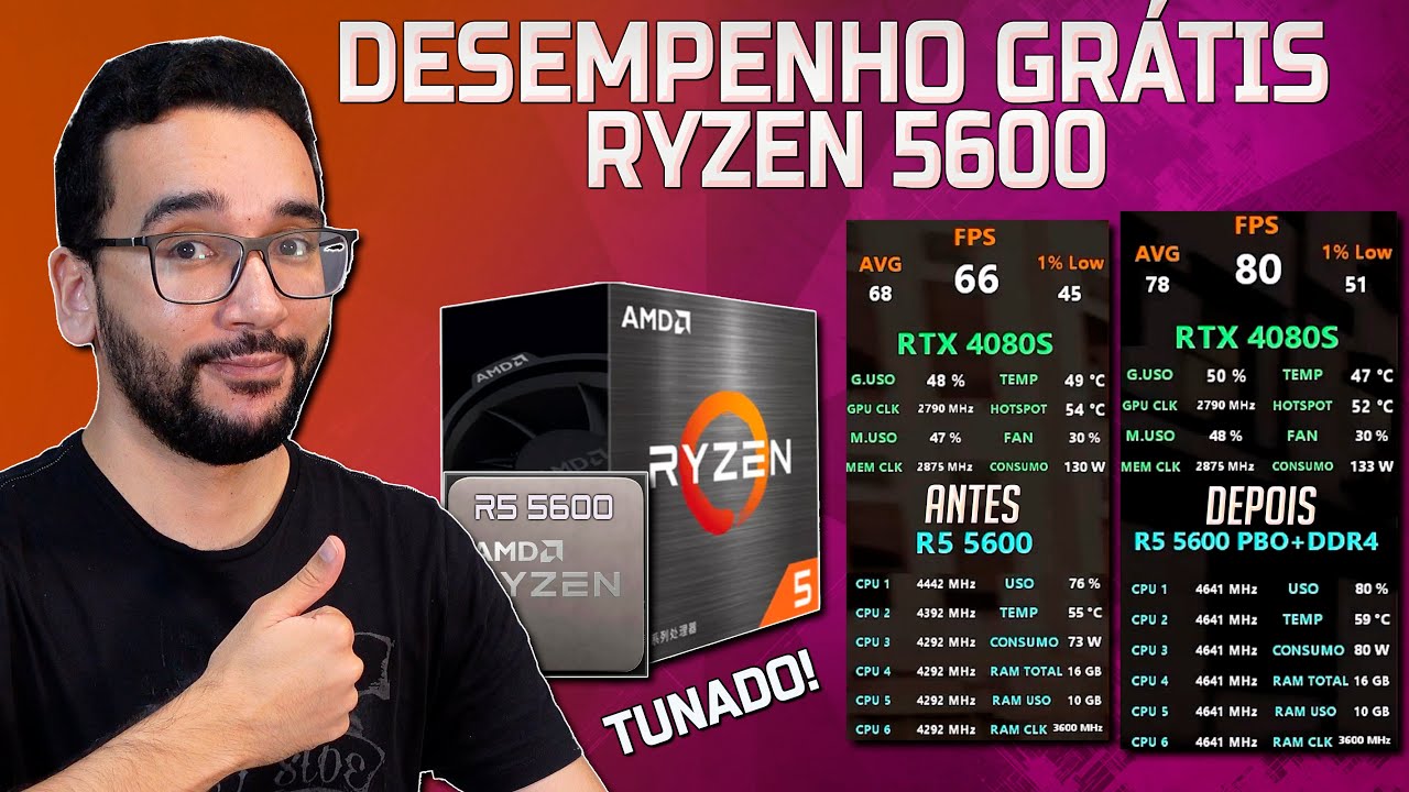 MUDOU DEMAIS COM 2 AJUSTES! Ryzen 5600 OTIMIZADO VS Ryzen 5600 NORMAL