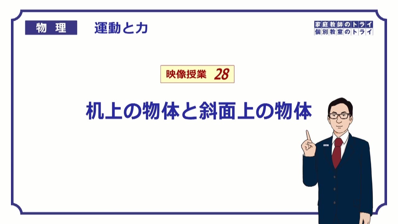 【高校物理】　運動と力28　机上・斜面上の物体　（２２分）