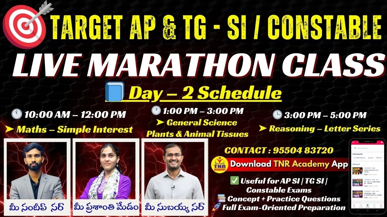 🎯 TARGET AP & TG SI / CONSTABLE 🔥LIVE MARATHON CLASSES - 02🔥 Concept + Practice 🔴LIVE @ 10 am